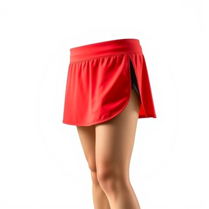 Red black sports skort for tennis in Australia, hyperrealistic studio photo on white background.