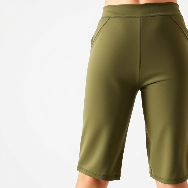 Olive green seamless black wide leg yoga pants on a white background, hyperrealistic studio photo.