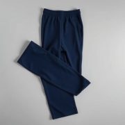 Navy Blue straight leg yoga pants men neatly folded in a flat lay on a neutral surface.