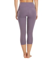 Uphold Solid High Waisted Capri Leggings With Pockets 21"