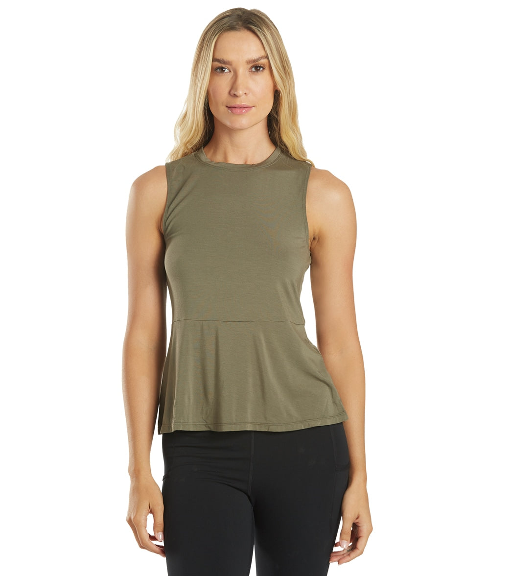 Blossom Solid Peplum Layering Muscle Tank