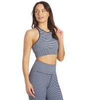 High Neck Jacquard Stripe Bra