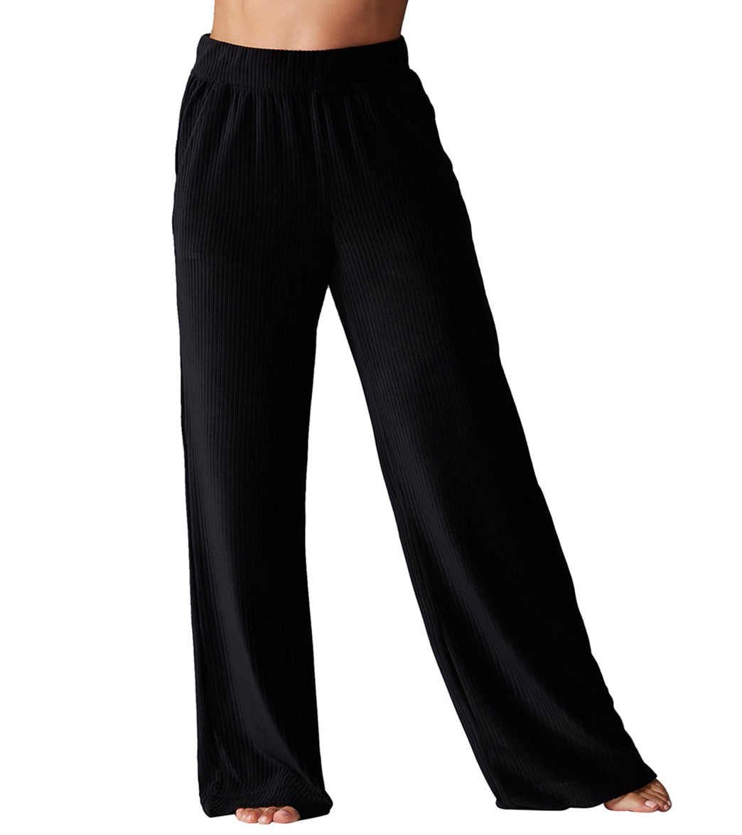 Wide Leg Brushed Rib Pant