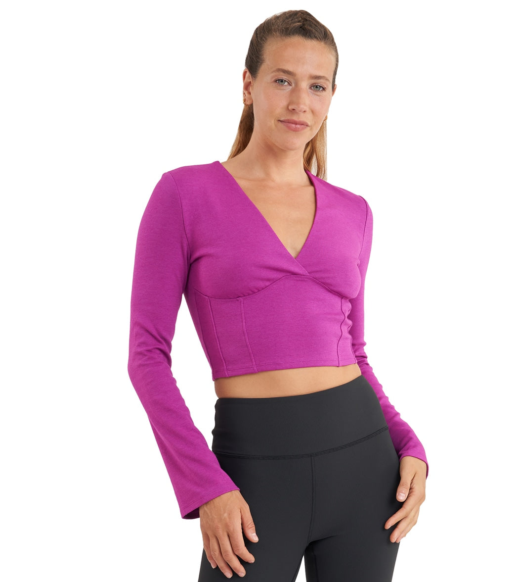 training long sleeve top with corset detailing