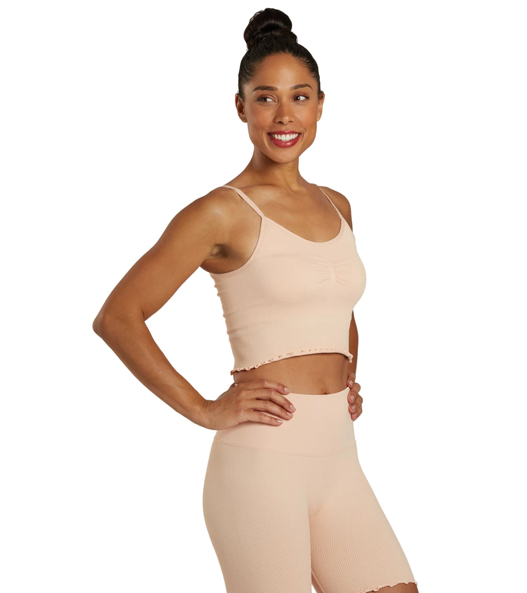 close-up of sweat-wicking knit in pilates t shirts